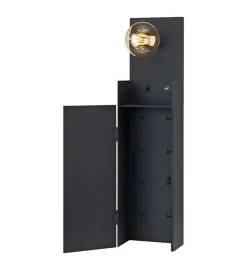 Combo vegglampe/nøkkelskap - Svart - Svart