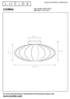 Corina taklampe 40 cm