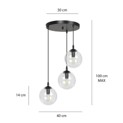 Cosmo rondell takpendel 3 lys - Svart/Røykfarget