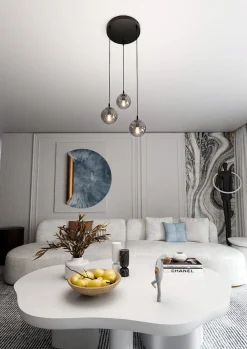 Cosmo rondell takpendel 3 lys - Svart/Røykfarget