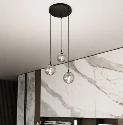 Cosmo rondell takpendel 3 lys - Svart/Røykfarget