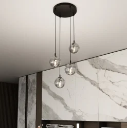 Cosmo rondell takpendel 4 lys - Svart/Røykfarget