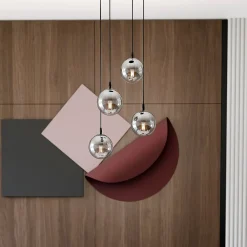 Cosmo rondell takpendel 4 lys - Svart/Røykfarget