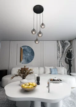 Cosmo rondell takpendel 4 lys - Svart/Røykfarget