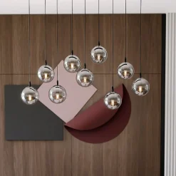 Cosmo takpendel 9 lys - Svart/Røykfarget