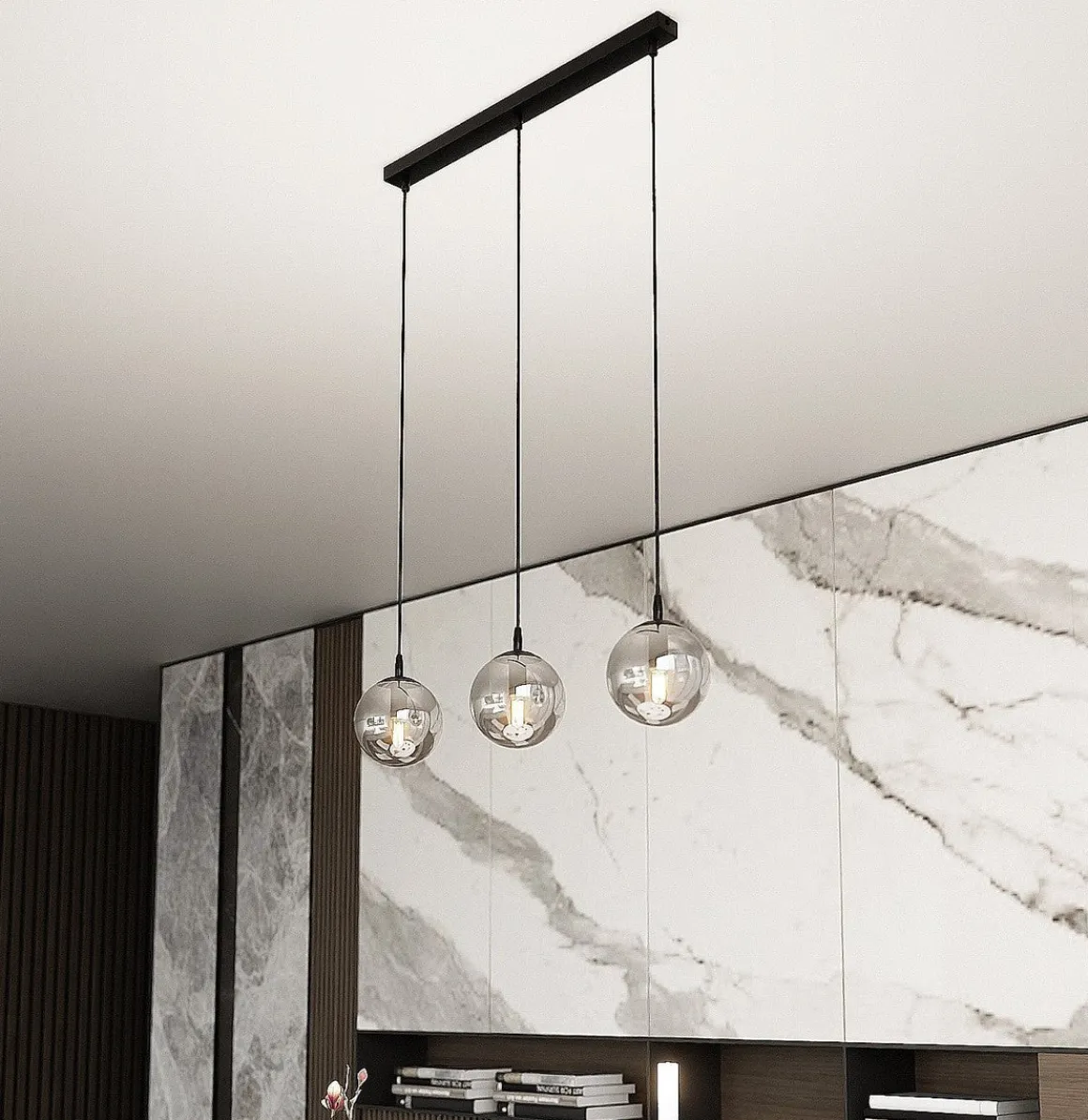 Cosmo takpendel 3 lys - Svart/Røykfarget