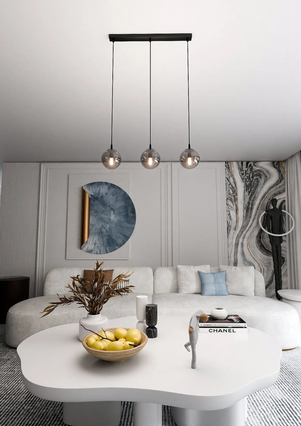 Cosmo takpendel 3 lys - Svart/Røykfarget