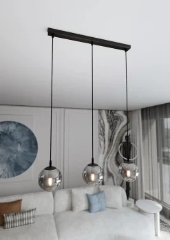 Cosmo takpendel 3 lys - Svart/Røykfarget