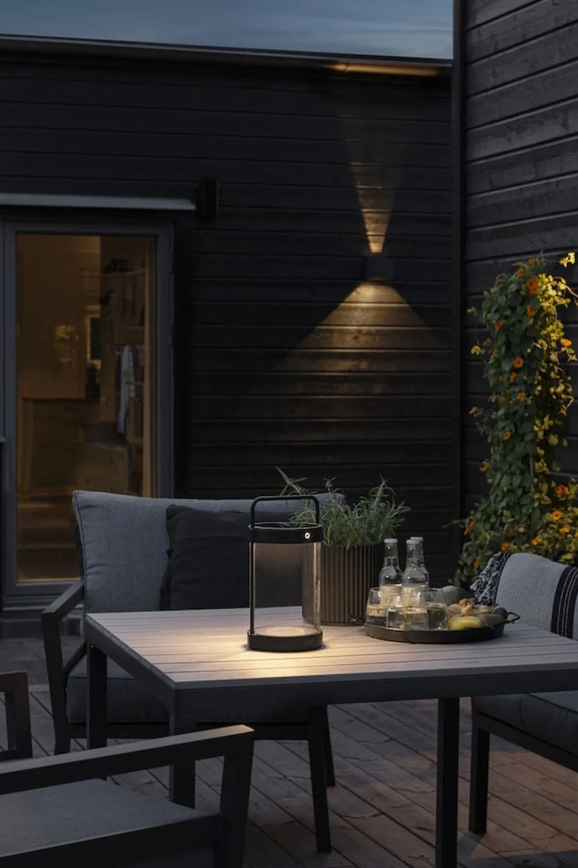 Crotone lanterne bord/gulv 30 cm IP54 oppladbar USB/Solcelle - Svart