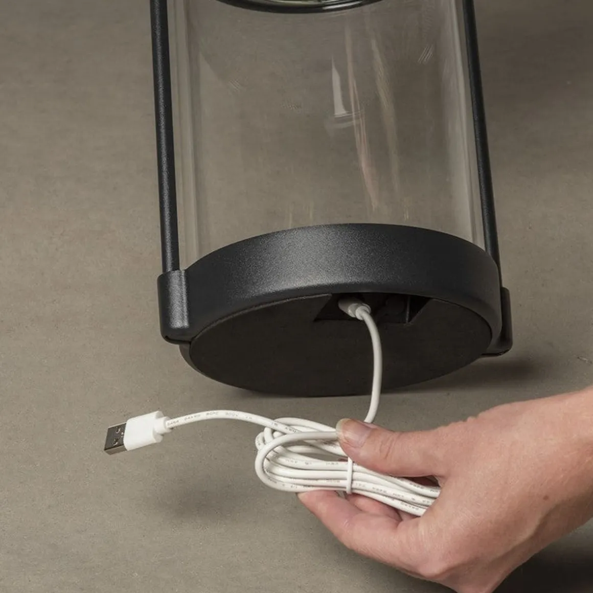 Crotone lanterne bord/gulv 30 cm IP54 oppladbar USB/Solcelle - Svart