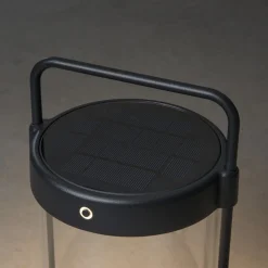 Crotone lanterne bord/gulv 30 cm IP54 oppladbar USB/Solcelle - Svart