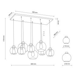 Cubus takpendel 8-lys