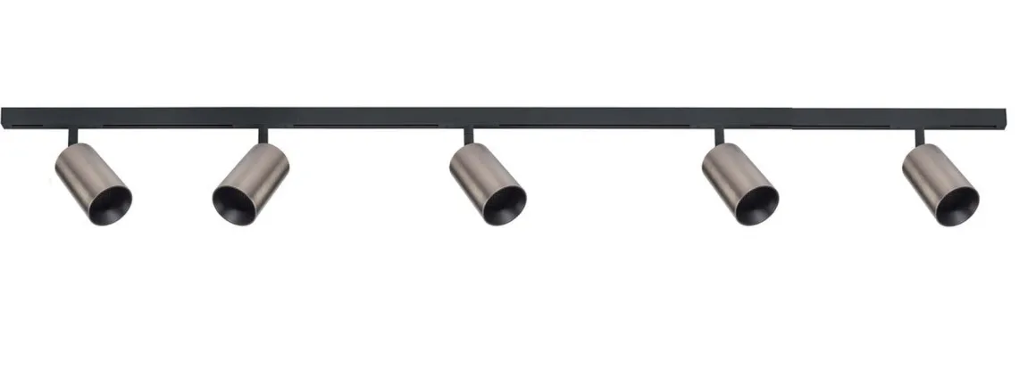 Designline Tube Pro komplett 1.9 meter spotskinne med 5 spotter GU10 - Svart/Titanium