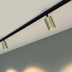 Designline Tube Pro komplett 1.9 meter spotskinne med 4 spotter GU10 - Svart/Messing