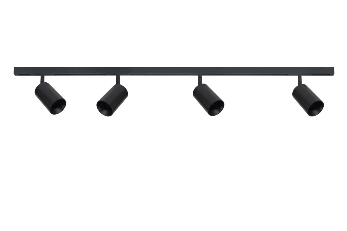 Designline Tube Pro komplett 1.9 meter spotskinne med 4 spotter GU10 - Svart