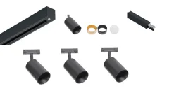 Designline Tube Pro komplett 1 meter spotskinne med 3 spotter GU10 - Svart