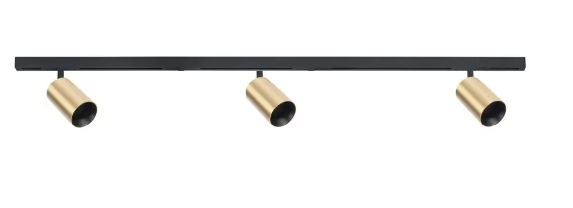 Designline Tube Pro komplett 1.9 meter spotskinne med 3 spotter GU10 - Svart/Messing