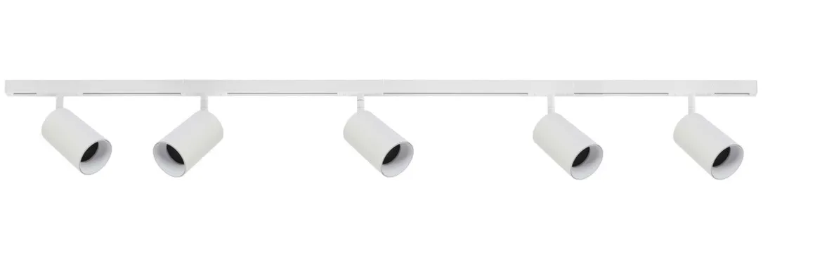Designline Tube Pro komplett 1,9 meter spotskinne med 5 spotter GU10 - Hvit