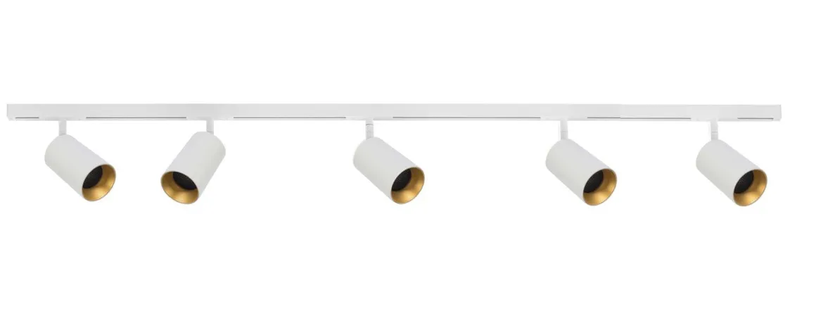Designline Tube Pro komplett 1,9 meter spotskinne med 5 spotter GU10 - Hvit