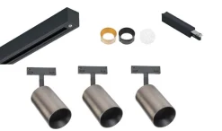 Designline Tube Pro komplett 1.9 meter spotskinne med 3 spotter GU10 - Svart/Titanium