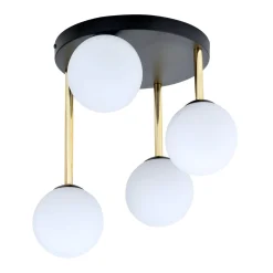 Dolce taklampe 4-lys - Svart/Opal/Gullfarget