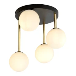 Dolce taklampe 4-lys - Svart/Opal/Gullfarget