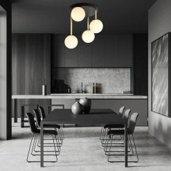 Dolce taklampe 4-lys - Svart/Opal/Gullfarget