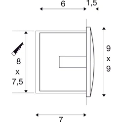 Downunder S innfelt vegglampe utendørs 1,7W 3000 Kelvin IP55