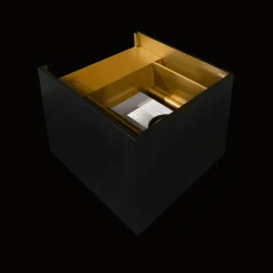 Duhr Square vegglampe opp/ned IP54 - Svart/Gull