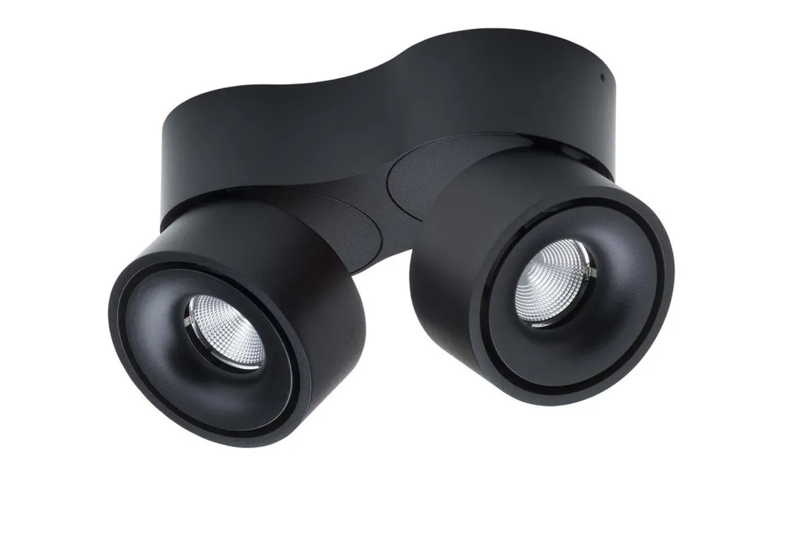 Easy W2100 Double takspot 2x10W 2700K Dimbar Hull for ledning - Svart