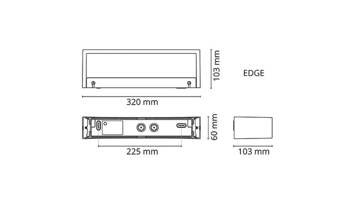 Edge vegglampe opp/ned 10W 3000 Kelvin dimbar IP65 - Svart