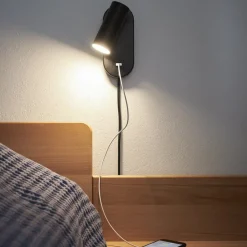 Ego vegglampe dimbar m/ USB - Svart