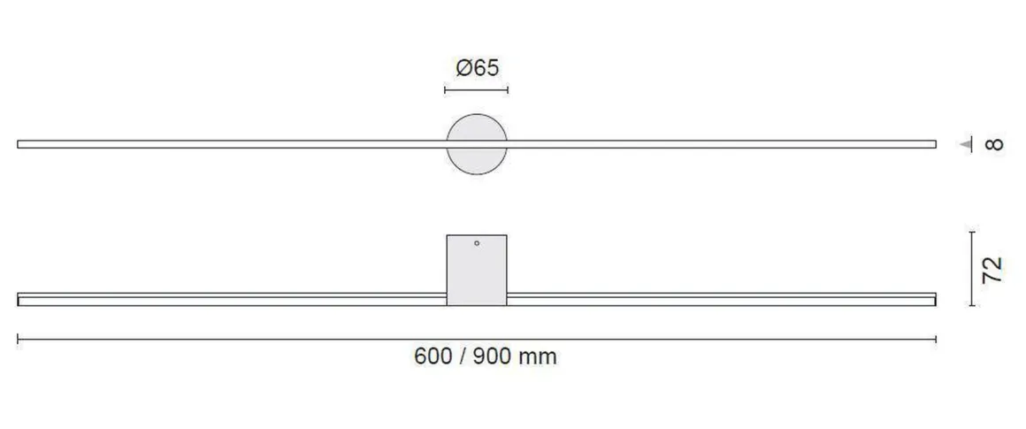 Eros 600 vegglampe IP44 dimbar Inwards - Svart