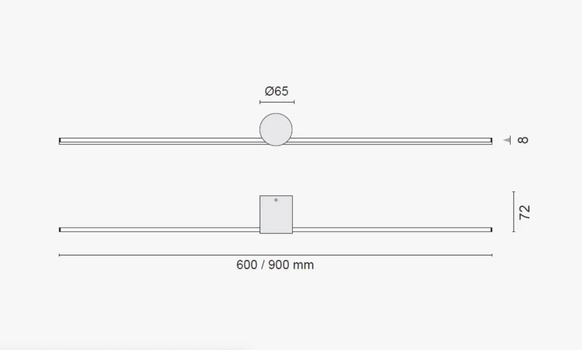 Eros 600 vegglampe ned IP44 dimbar - Svart