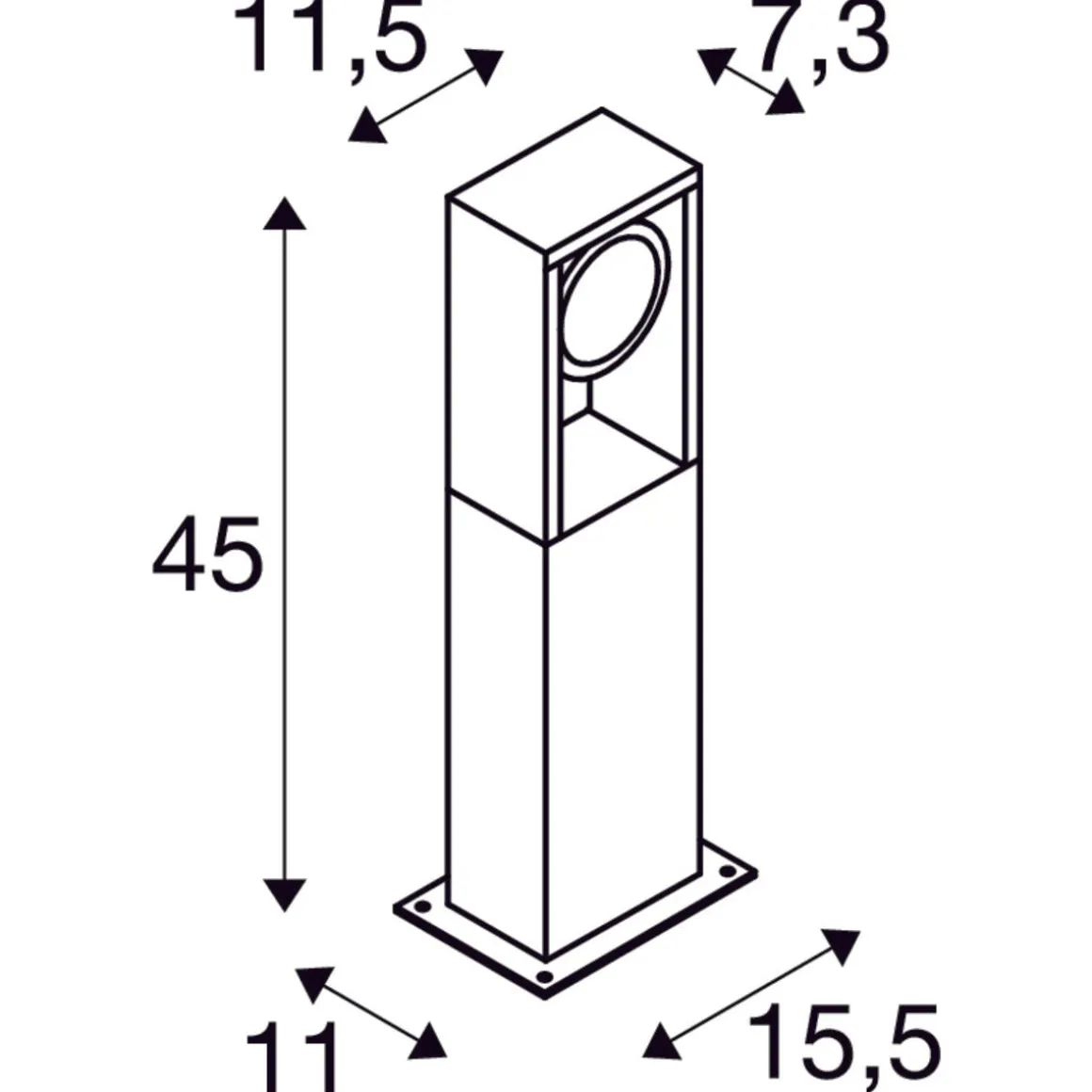 Eskina pullert 45 cm 15W 3000/4000 Kelvin IP65