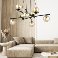 Essa takpendel 8-lys - Svart/Amberfarget