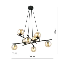 Essa takpendel 8-lys - Svart/Amberfarget