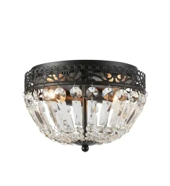 Etienne taklampe 25 cm - Svart/Klar - Svart / Krystall