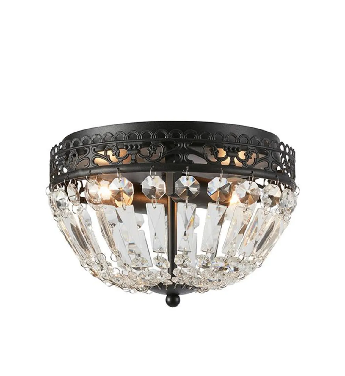 Etienne taklampe 25 cm - Svart/Klar - Svart / Krystall