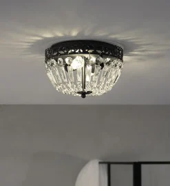 Etienne taklampe 25 cm - Svart/Klar - Svart / Krystall