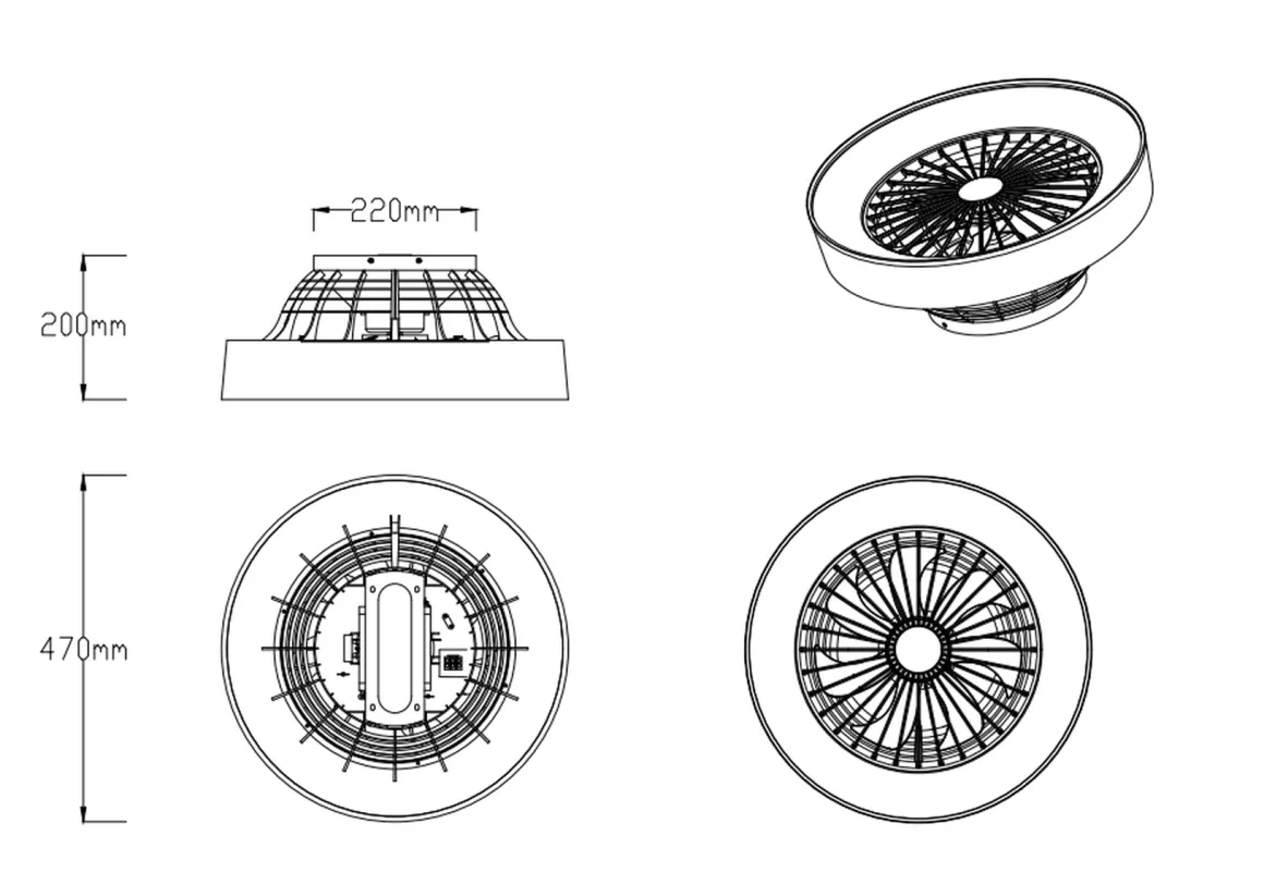 Farsund tak vifte 3000-6500K 26,8W m/Fjernkontroll - Grå