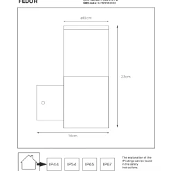 Fedor vegglampe utendørs IP44 E27 - Svart
