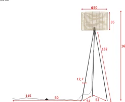 Fence gulvlampe 160 cm - Svart/Naturfarget