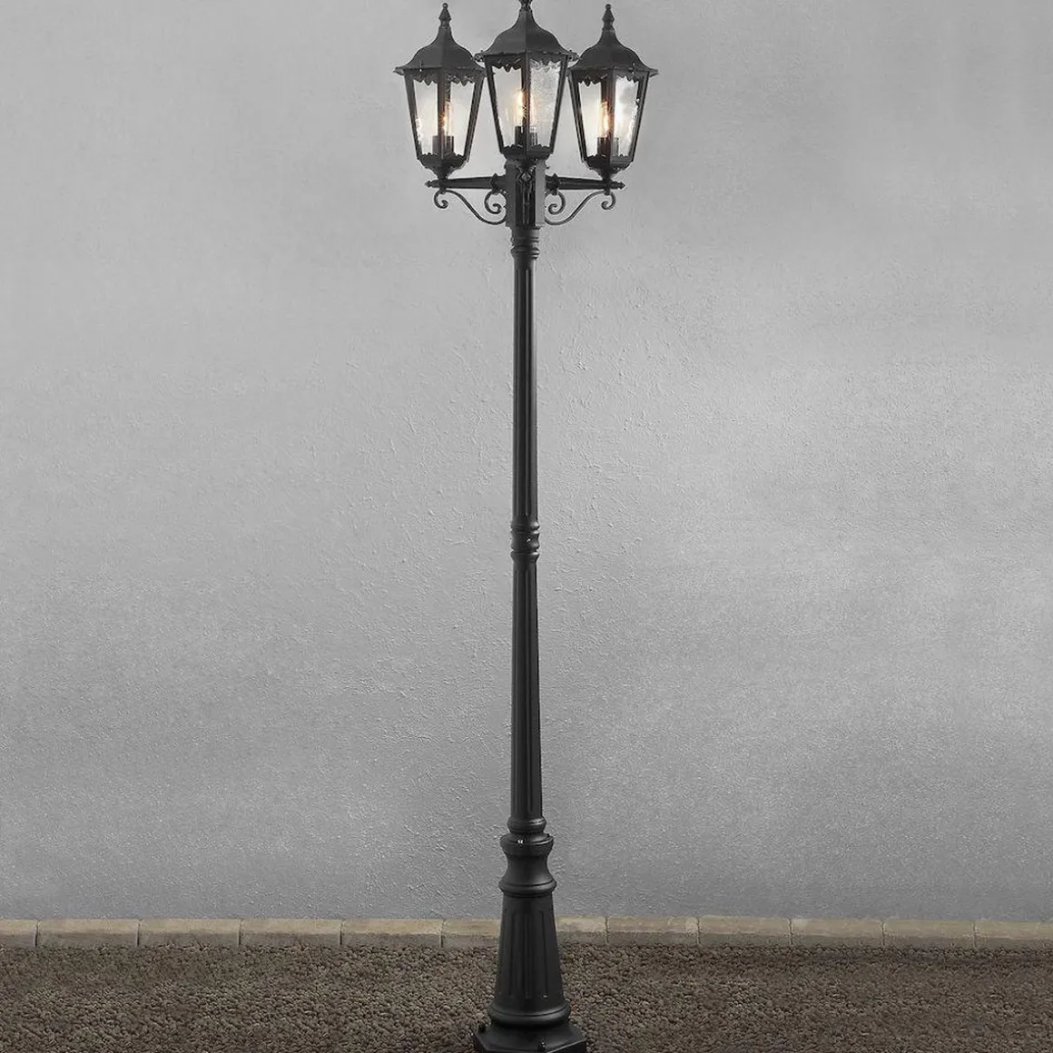 Firenze 3-arm lykt inkludert stolpe 220 cm - Svart