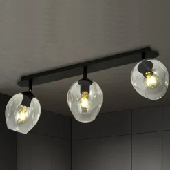 Flow taklampe 3-lys - Svart/Klar