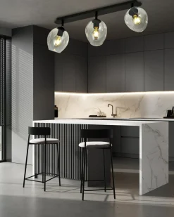 Flow taklampe 3-lys - Svart/Klar