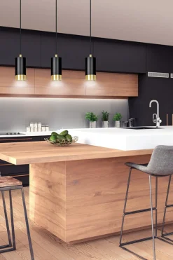 Fumiko takpendel 3 lys - Svart/Gullfarget