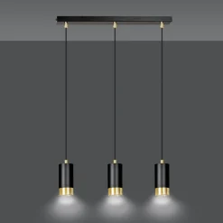 Fumiko takpendel 3 lys - Svart/Gullfarget