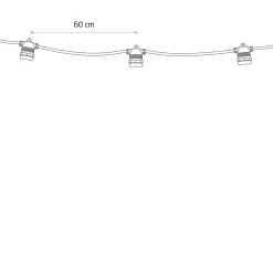 Garden Garland utendørs lysslynge 6 meter 10 lys IP65 startsett - Svart