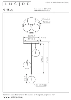 Gisela takpendel 36 cm 3 x 4,3W 2700 Kelvin - Dimbar